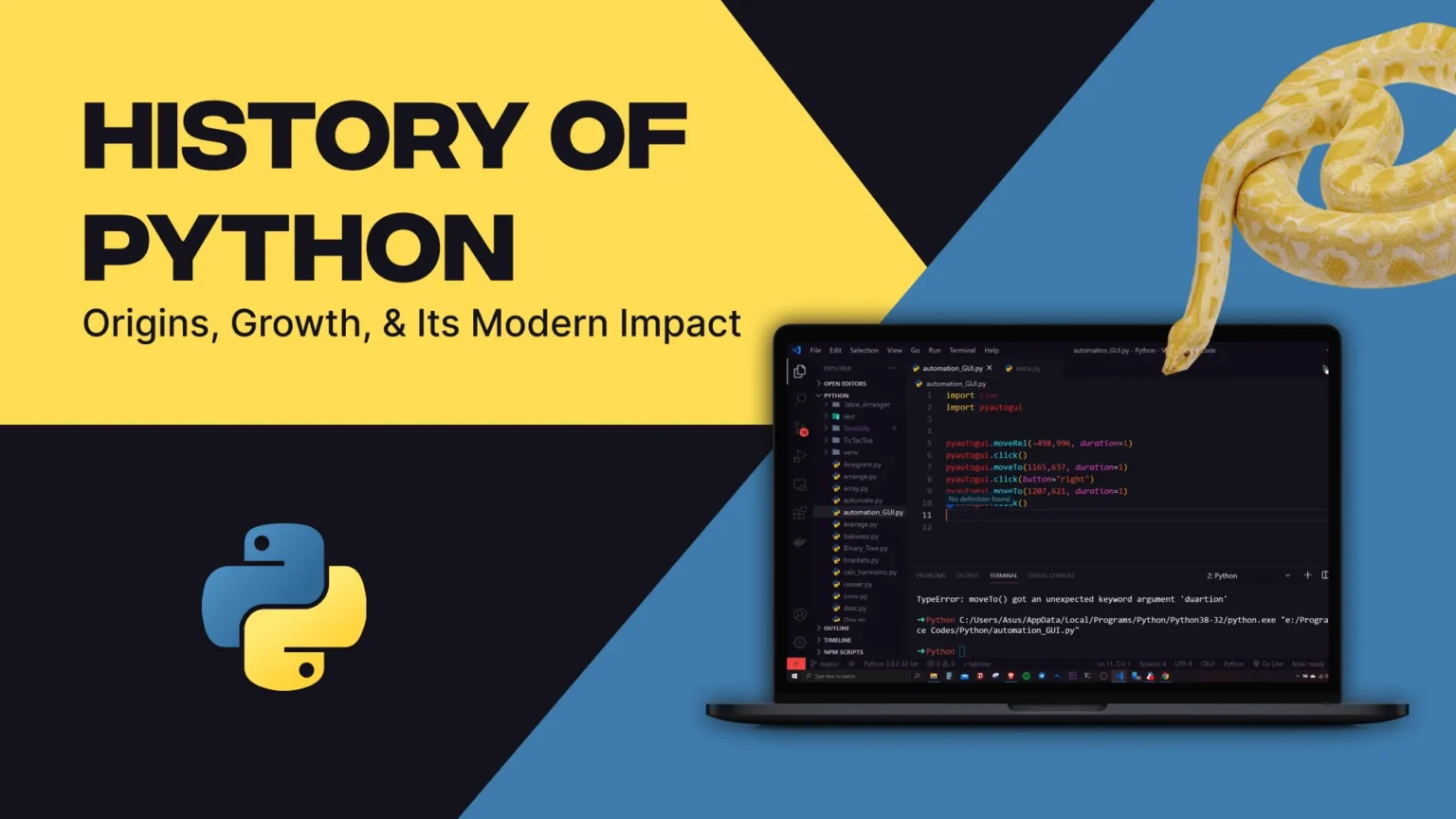 The History of Python Origins, Growth, & Its Modern Impact